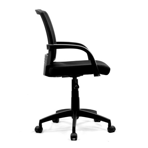 Nautilus Designs Beta Medium Back Mesh Task Office Chair With Contoured Back & Upholstered Black Fabric Seat and Fixed Arms Black - BCM/F600/BK