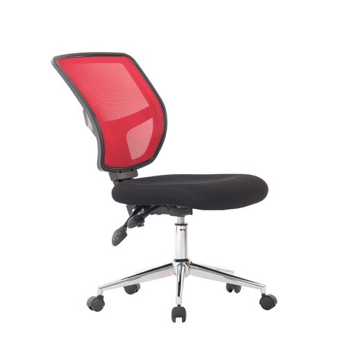 Nautilus Designs Nexus Designer Medium Back Two Tone Mesh Operator Office Chair With Sculptured Lumbar & Spine Support No Arms Red - BCM/K512/RD