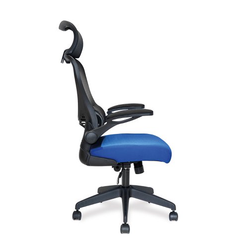 Nautilus Designs Canis High Back Mesh Task Operator Office Chair With Moulded Foam Seat Folding Arms and Optional Headrest Blue - BCM/K540/BK-BL