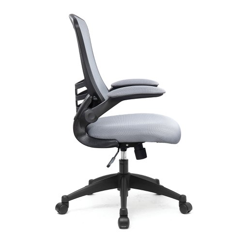 Nautilus Designs Luna Designer High Back Mesh Grey Task Operator Office Chair With Folding Arms and White Shell - BCM/L1302/WH-GY