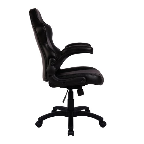 Nautilus Designs Predator Ergonomic Gaming Style Office Chair with Folding Arms and Integral Headrest and Lumbar Support Black - BCP/H600/BK