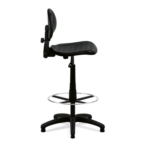 Nautilus Designs Derwent Polyurethane Draughtsman Operator Chair With Spring Loaded Backrest Mechanism Black - DPA/POLY/FCK