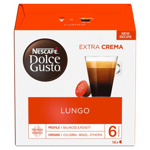 Nescafe Dolce Gusto Lungo Coffee 16 Capsules (Pack 3) - 12562075