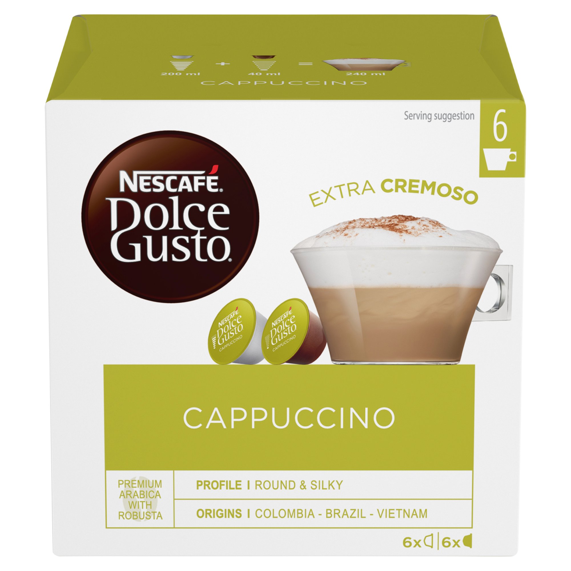 Nescafe Dolce Gusto Cappuccino Pods – 16 Count, Rich & Creamy Coffee Capsules