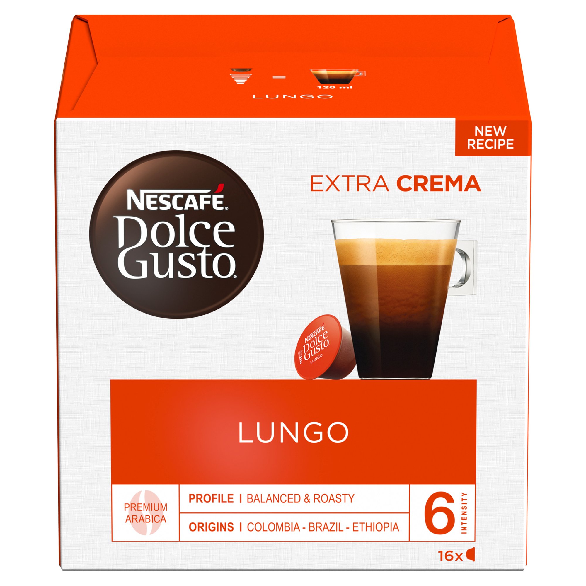 Nescafe Dolce Gusto Lungo Coffee 16 Capsules Pack 3 - 12562075