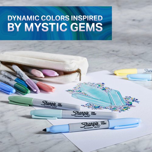 Sharpie Permanent Markers Mystic Gem Special Edition Fine Point Assorted Colours (Pack 12) 2157681