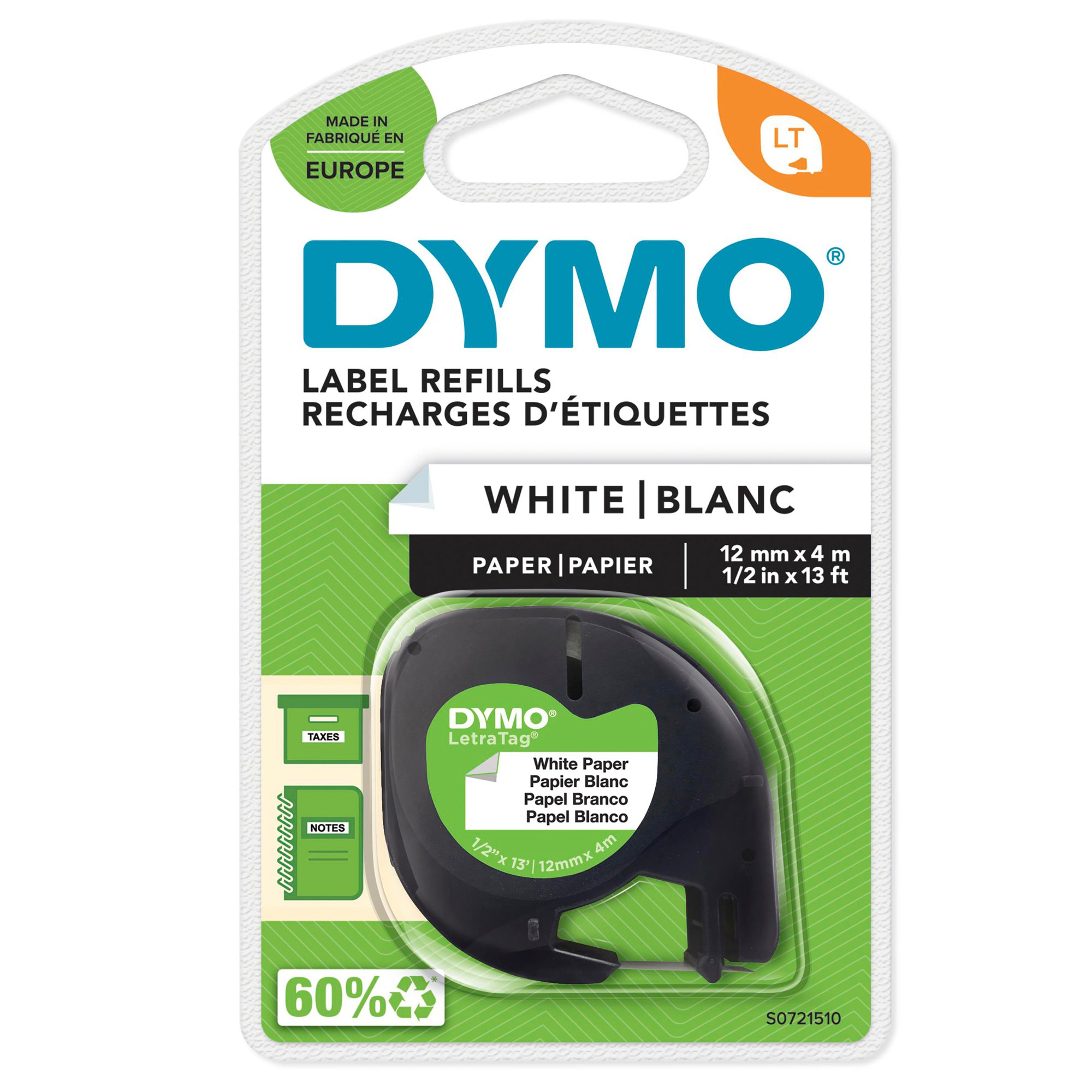 DYMO 53713 (S0720930) D1 Label Tape Black on White 24mm x 7m