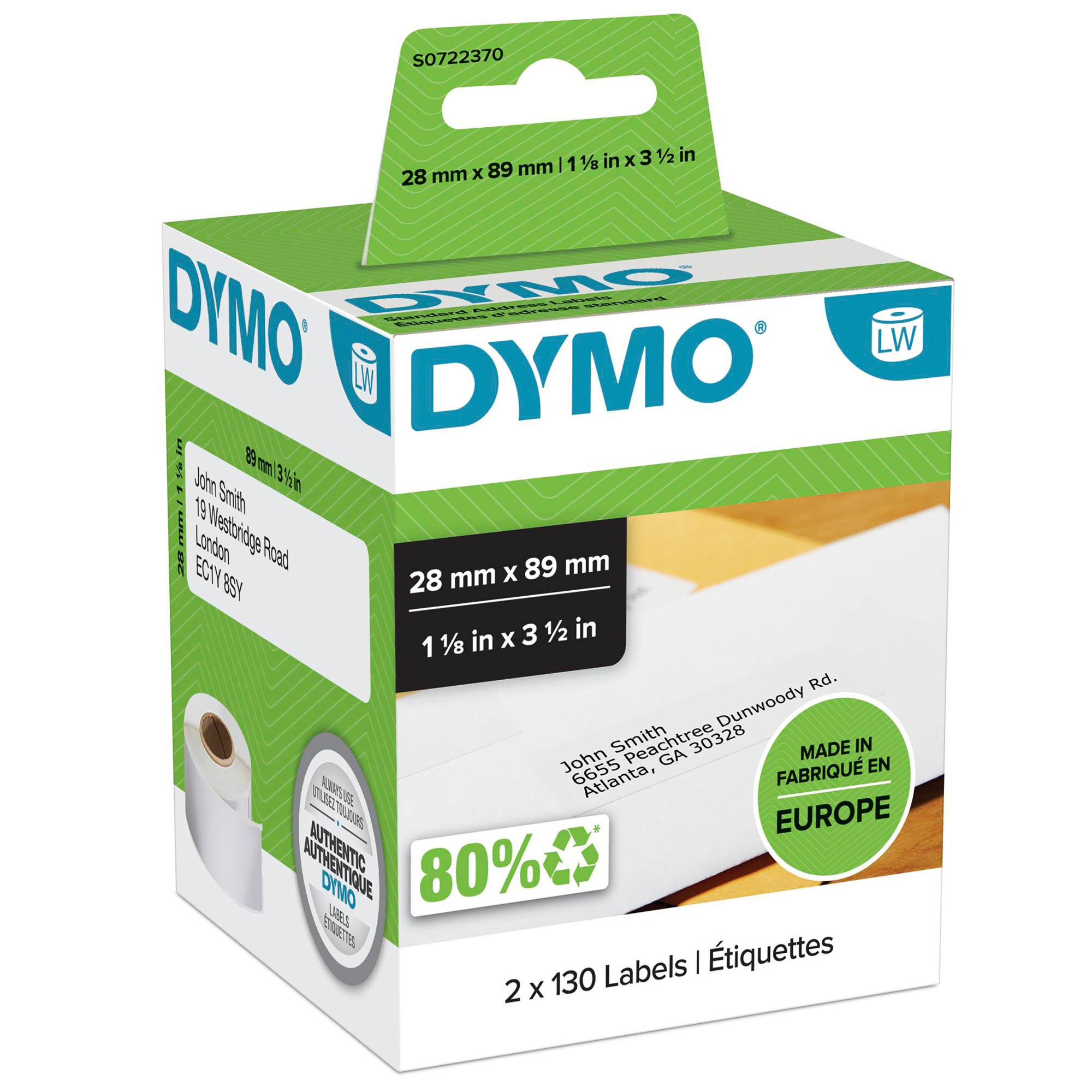 Dymo 91221 (S0721660) DirectLabel-etikettes Polyester white 12mm x 4m for Dymo LetraTag