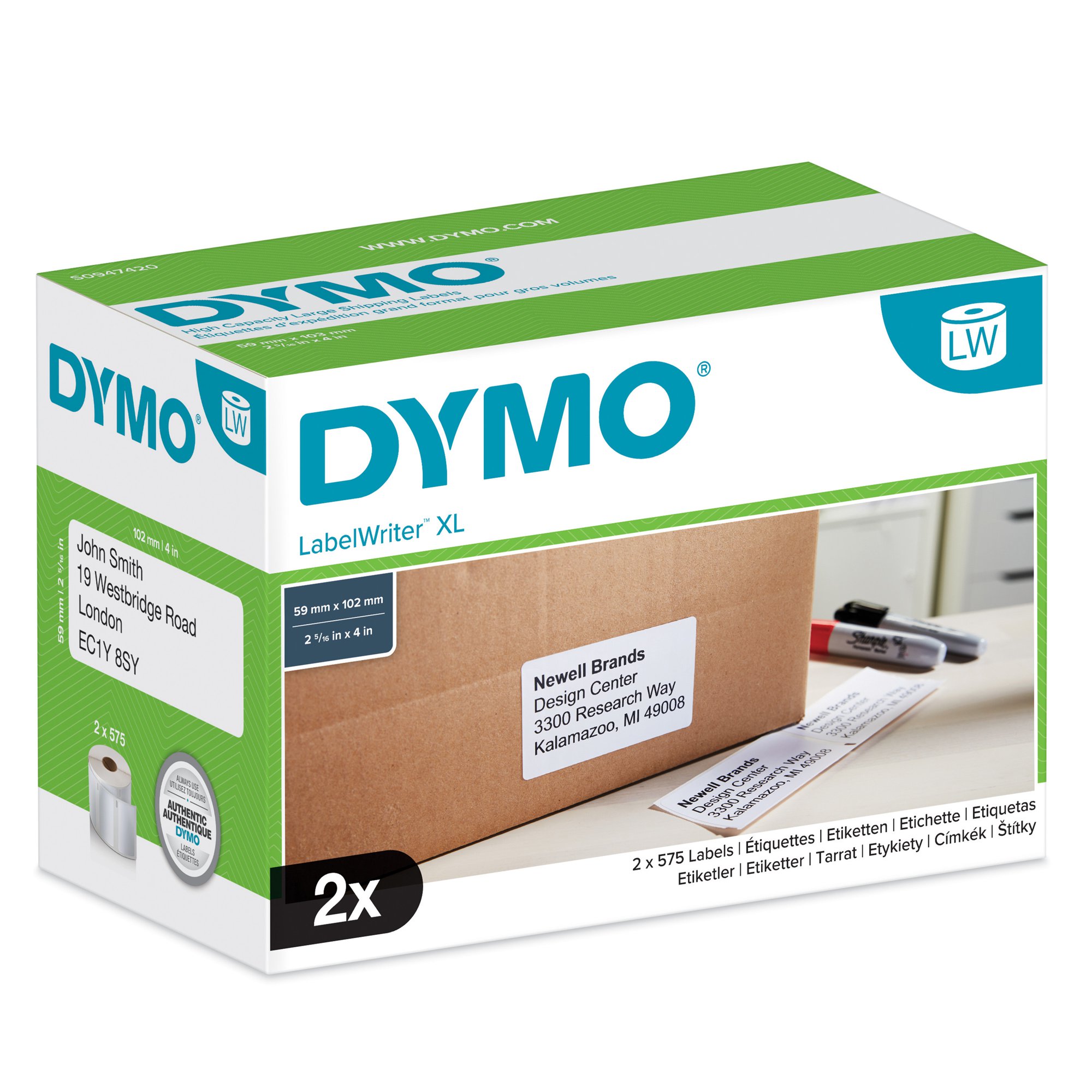 OEM Dymo S0904980 DirectLabel-etikettes XL white 104mm x159mm Pack=220 for Dymo Etiketten 10cm