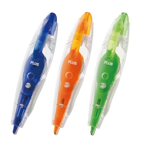 Plus By Pentel Correction Tape Roller PS 4.2mm x 6m Assorted Colours (Pack 3) 43571