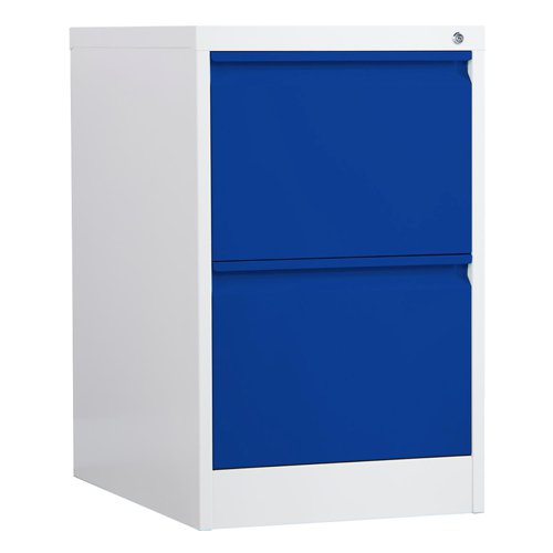 Phoenix FC Series 2 Drawer Filing Cabinet Grey Body Blue Drawers with Key Lock - FC1002GBK