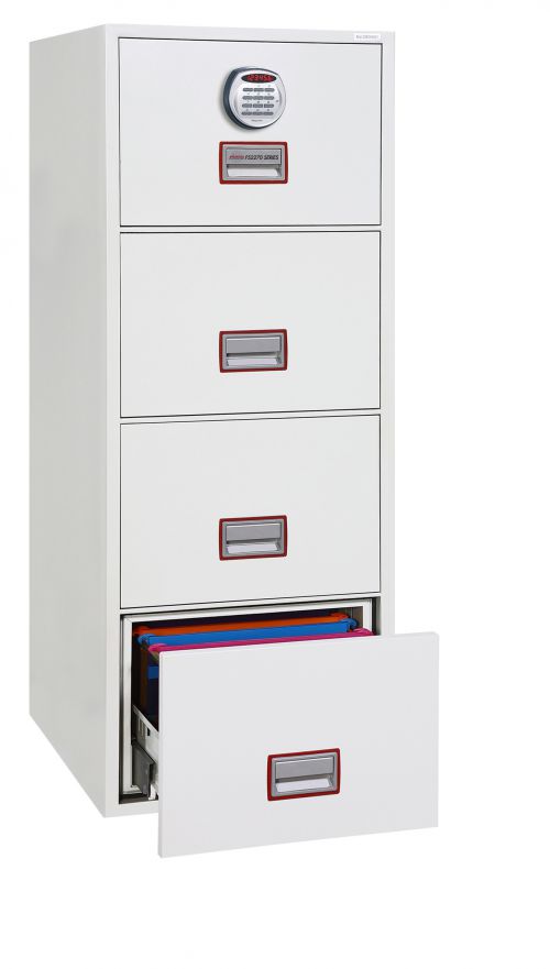 Phoenix World Class Vertical Fire File 4 Drawer Filing Cabinet With Electronic Lock - FS2274E