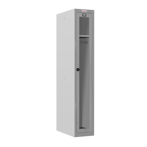 Phoenix PLC Series 1 Column 1 Door Personal Locker With Clear View Door and Combination Lock Grey - PLC1130GGC