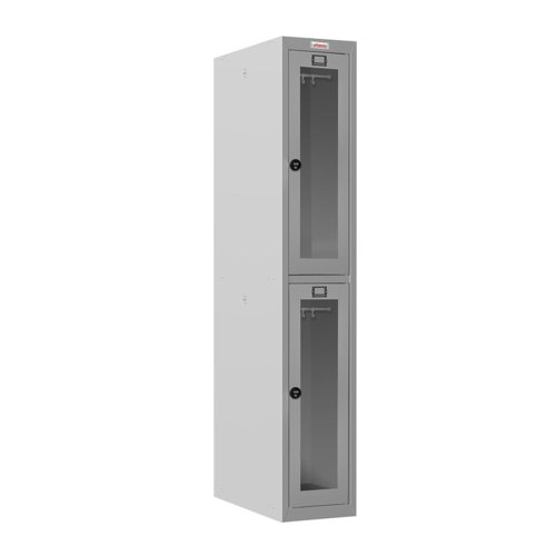 Phoenix PLC Series 1 Column 2 Door Personal Locker With Clear View Door and Combination Locks Grey - PLC1230GGC