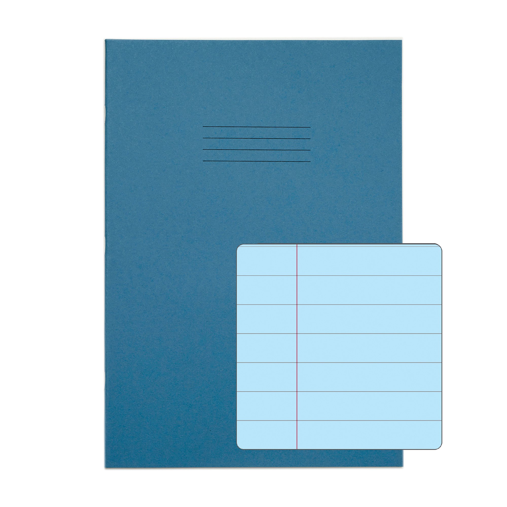 RHINO A4 Special Exercise Book 48 Page, Light Blue with Tinted Blue Paper, F12M (Pack of 50)