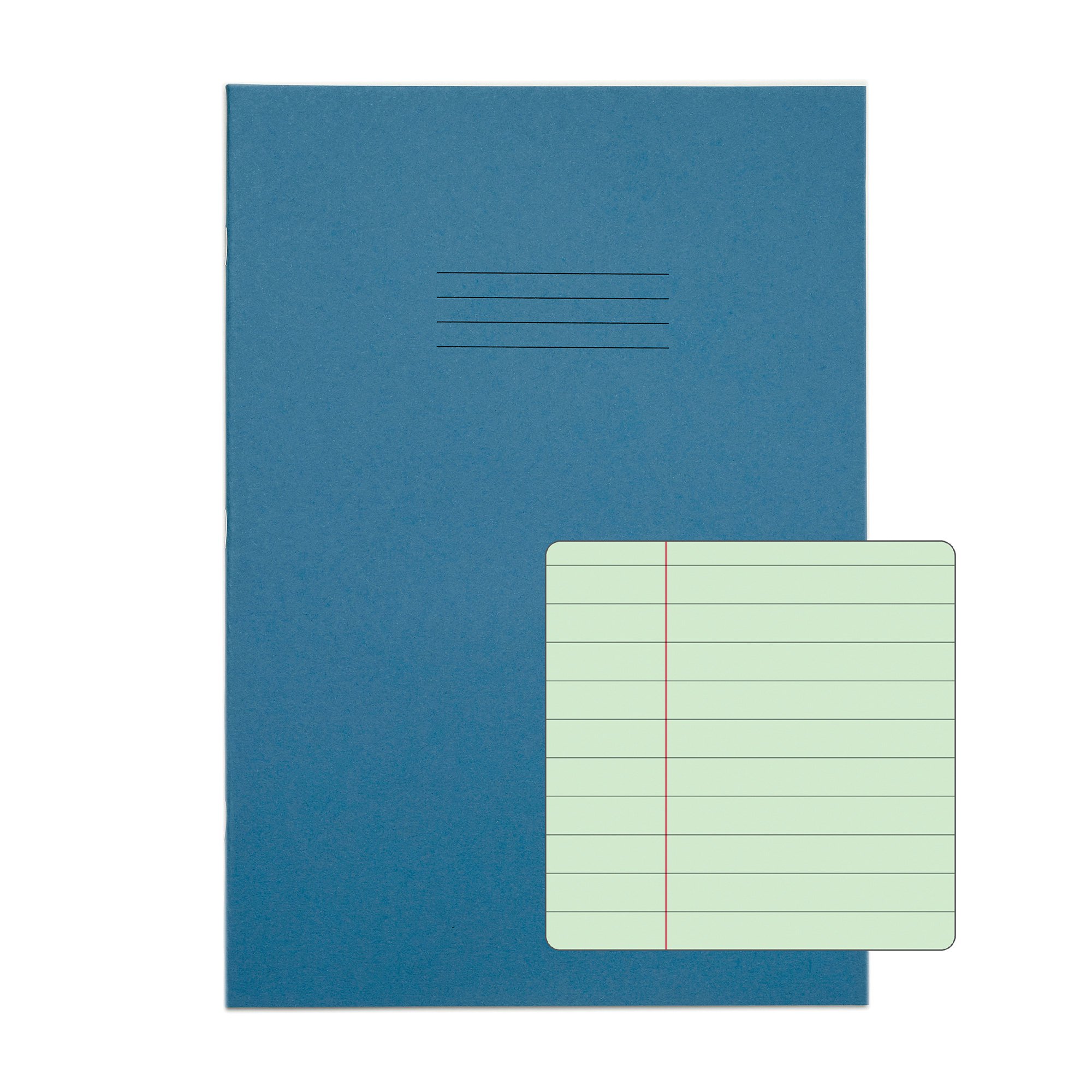 RHINO A4 Special Exercise Book 48 Page, Light Blue with Tinted Green Paper, F8M (Pack of 50)