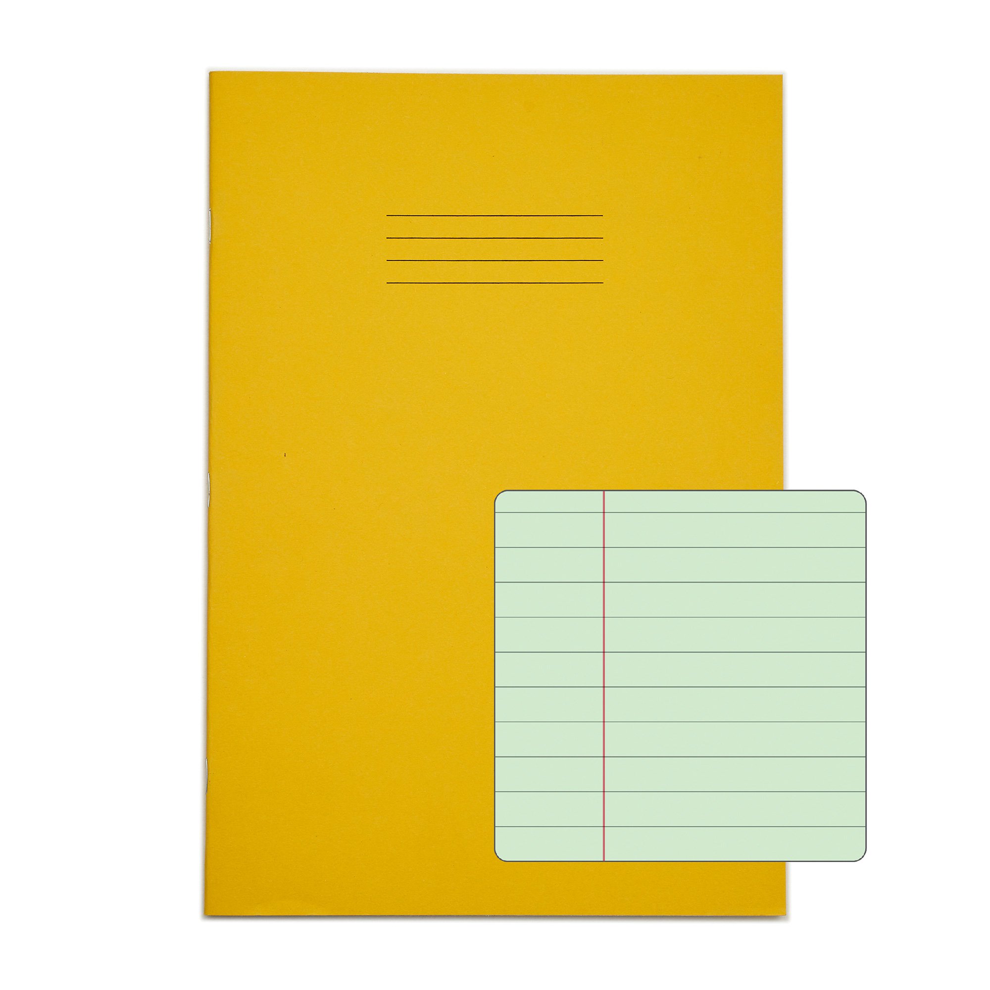 RHINO Special Ex Book A4 48 page, Yellow with Tinted Green Paper, F8M (Pack of 50)