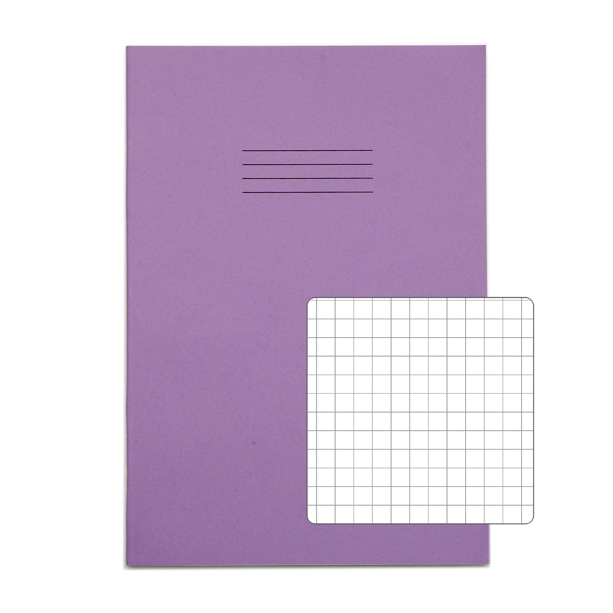RHINO A4 Cornell Exercise Book 80 Page Purple 5mm Squared (Pack of 10)