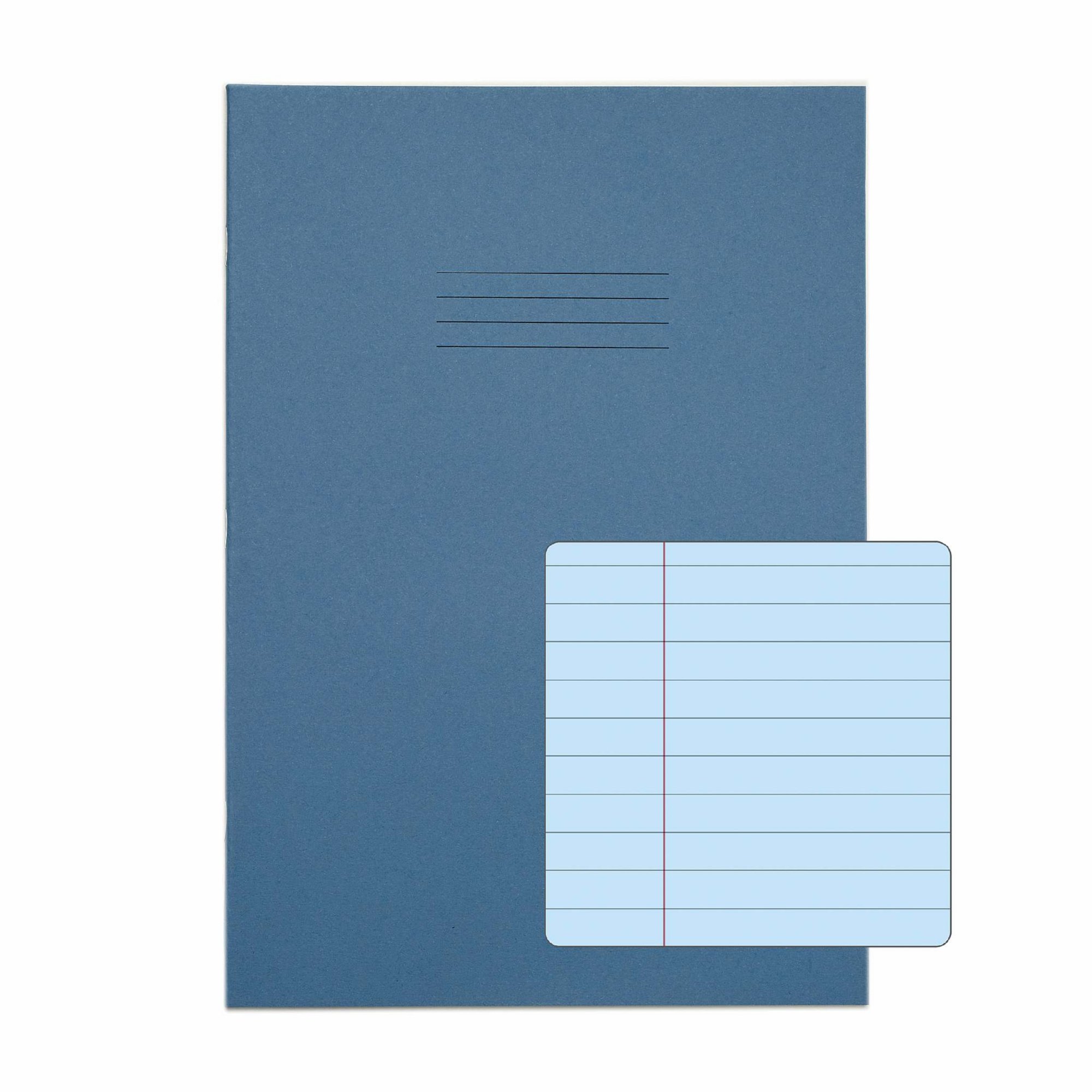 RHINO A4 Special Exercise Book 48 Page, Light Blue with Tinted Blue Paper, F8M (Pack of 50)