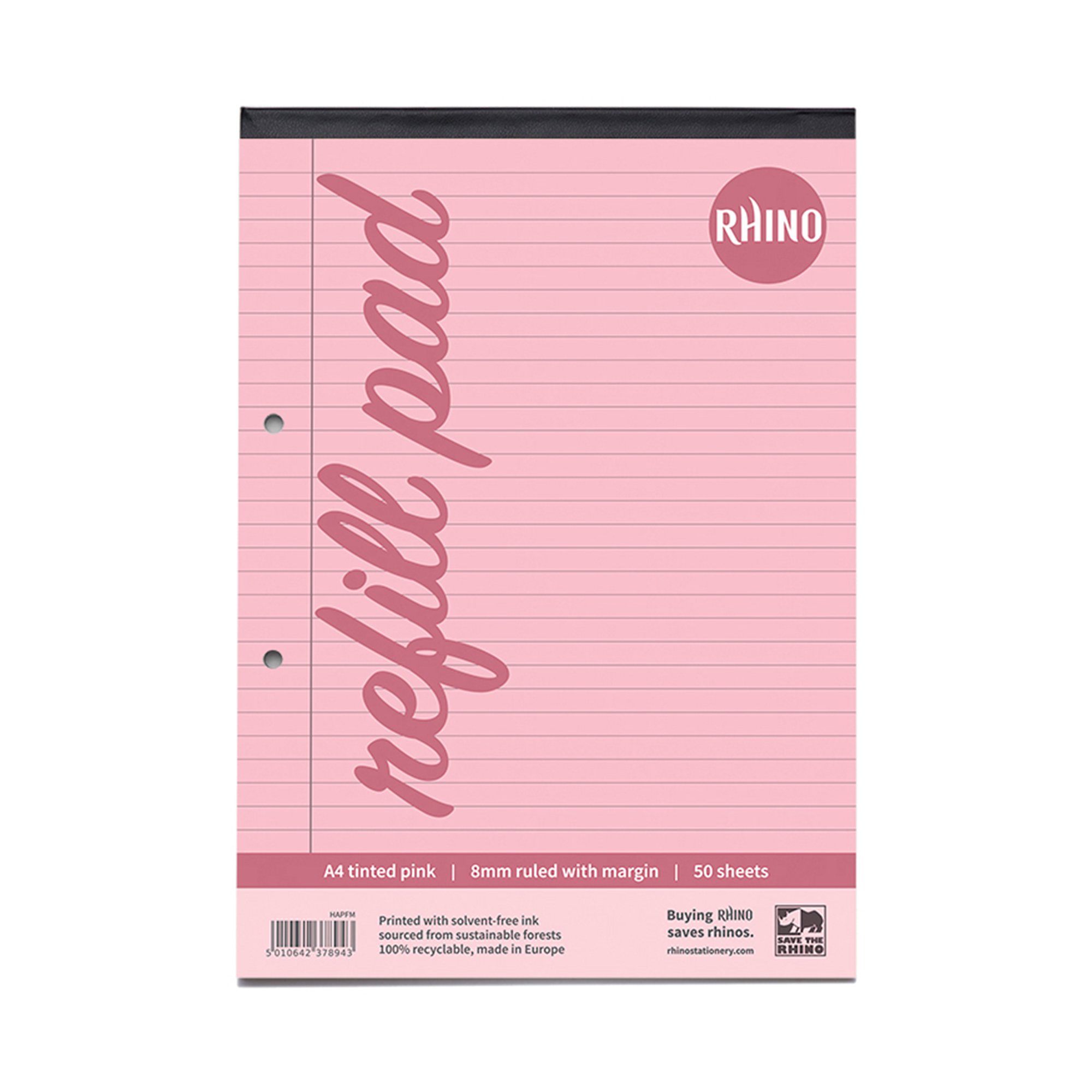 RHINO A4 Special Refill Pad 50 Leaf, Pink Tinted Paper, F8M (Pack of 36)