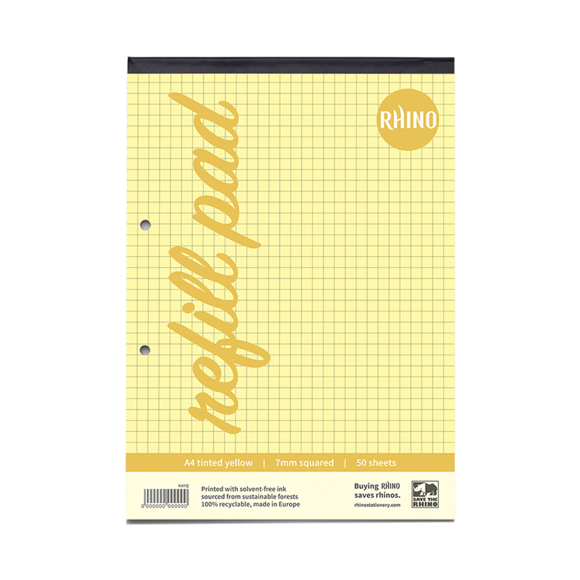 RHINO A4 Special Refill Pad 50 Leaf, Yellow Tinted Paper, F8M (Pack of 36)