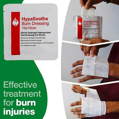 HypaSoothe Burn Dressing 10 x 10cm Sterile Hydrogel Impregnated Pad Dressing - D8160