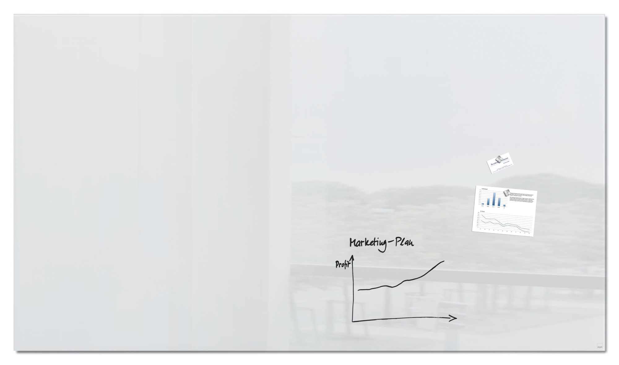 Wall Mounted Magnetic Glass Board 1800x1200x18mm - Grey