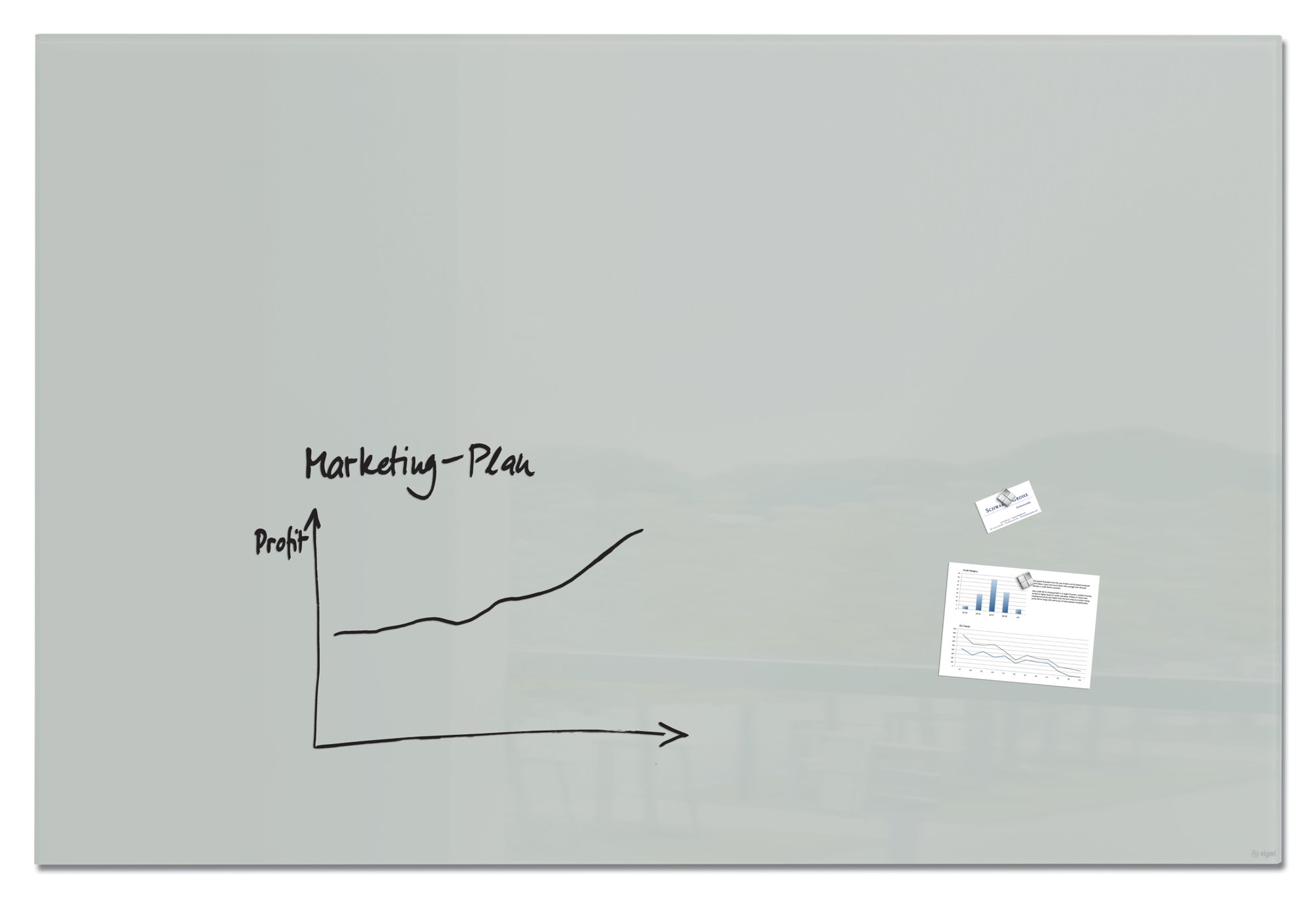 Wall Mounted Magnetic Glass Board 1800x1200x18mm - Super White