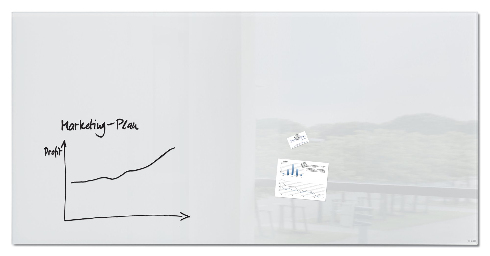 Wall Mounted Magnetic Glass Board 1500x1000x18mm - Grey