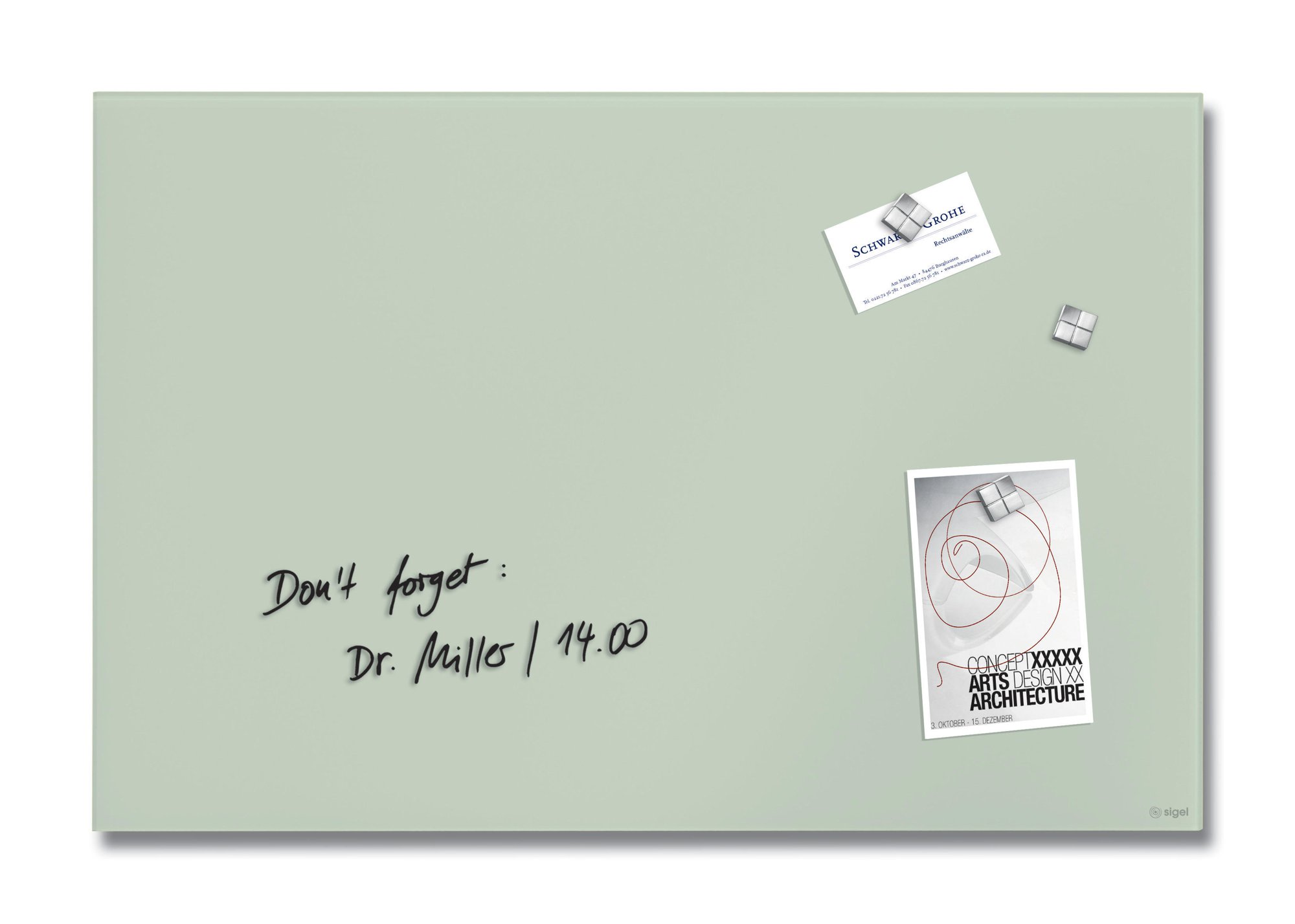 Wall Mounted Magnetic Glass Board 600x400x15mm - Matt Rose