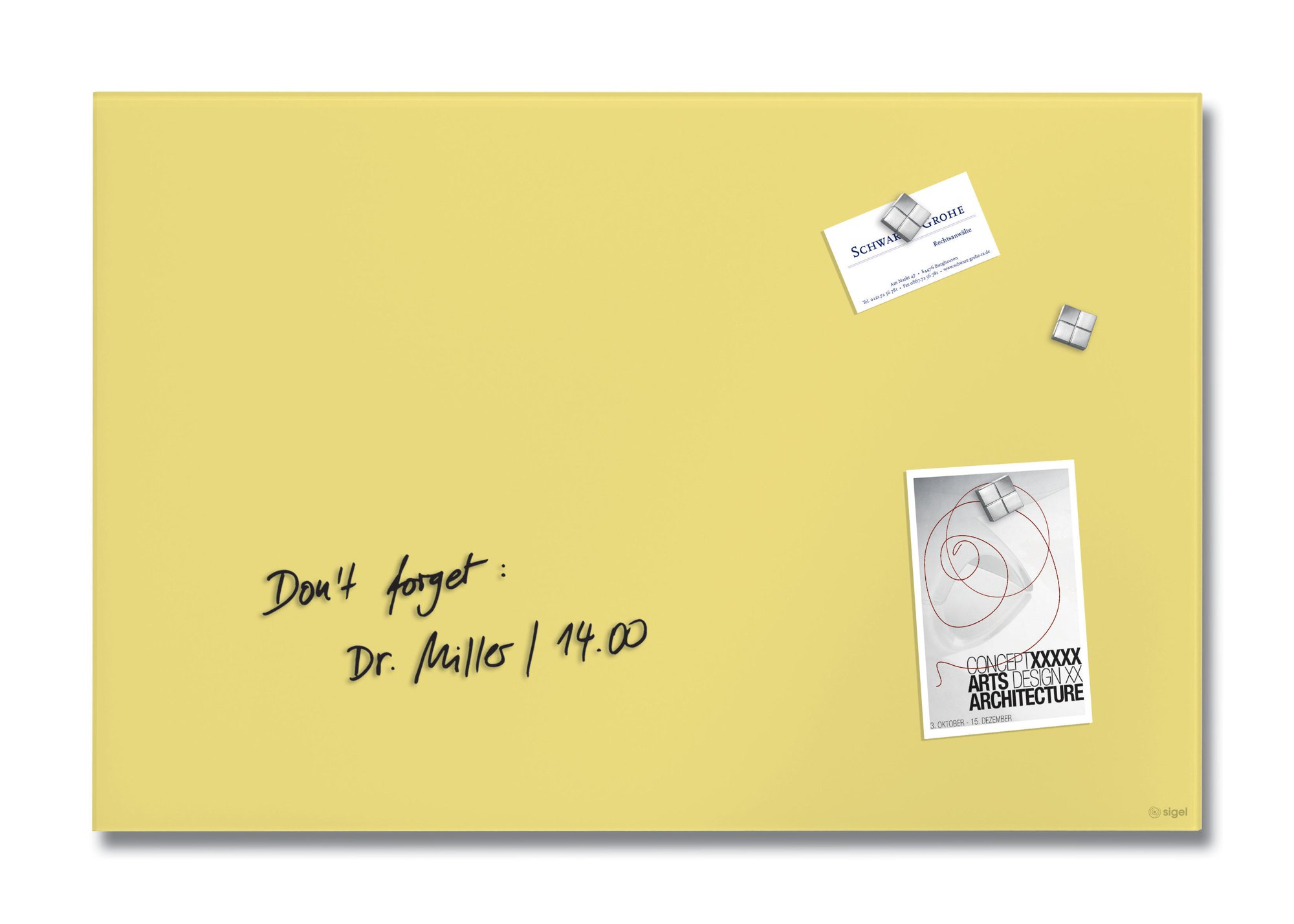 Wall Mounted Magnetic Glass Board 1300x550x18mm - Red Wall Matt