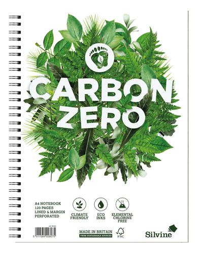 Silvine Carbon Zero Wirebound Notebook A4+ 120 Page Ruled With Margin White (Pack 5) - R302