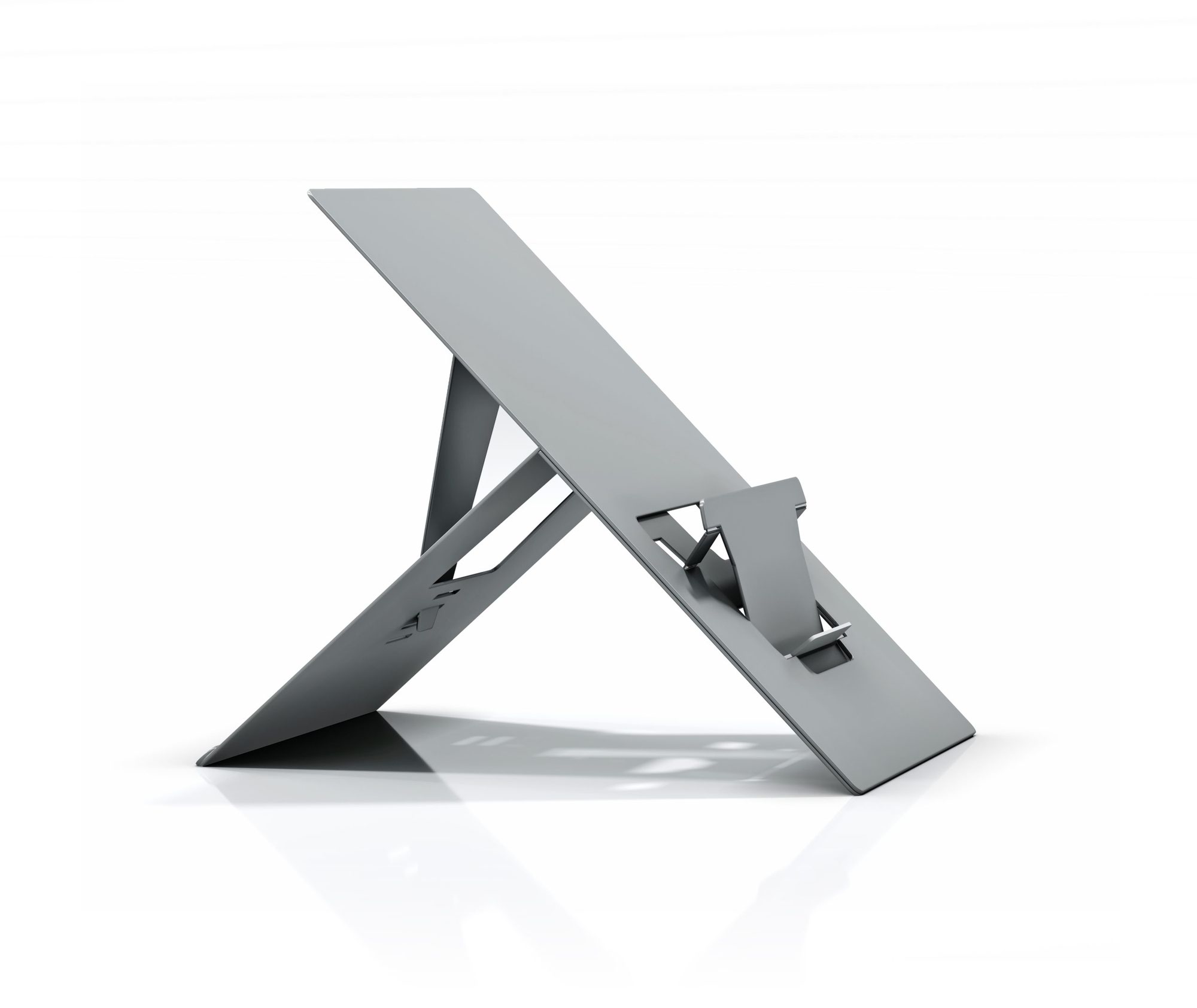 Laptop Stand with In-line Document Holder - Natural Aluminium