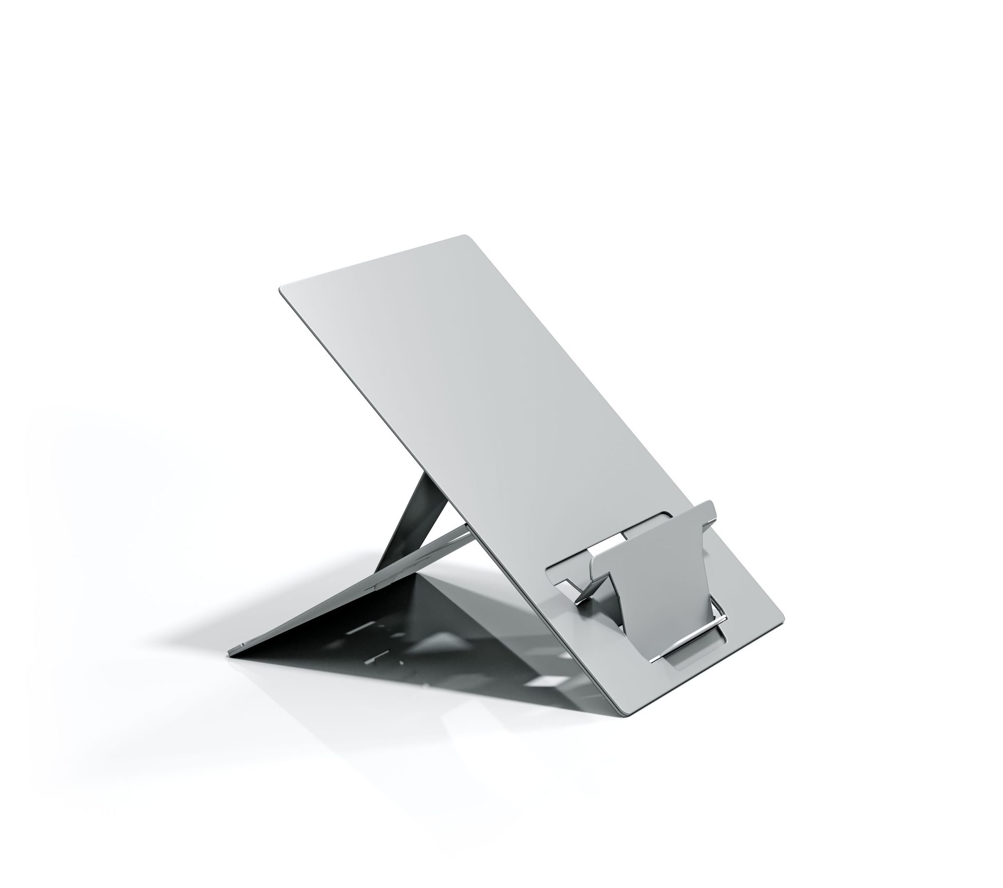 Hybrid Laptop stand with Document Holder - Natural Aluminium