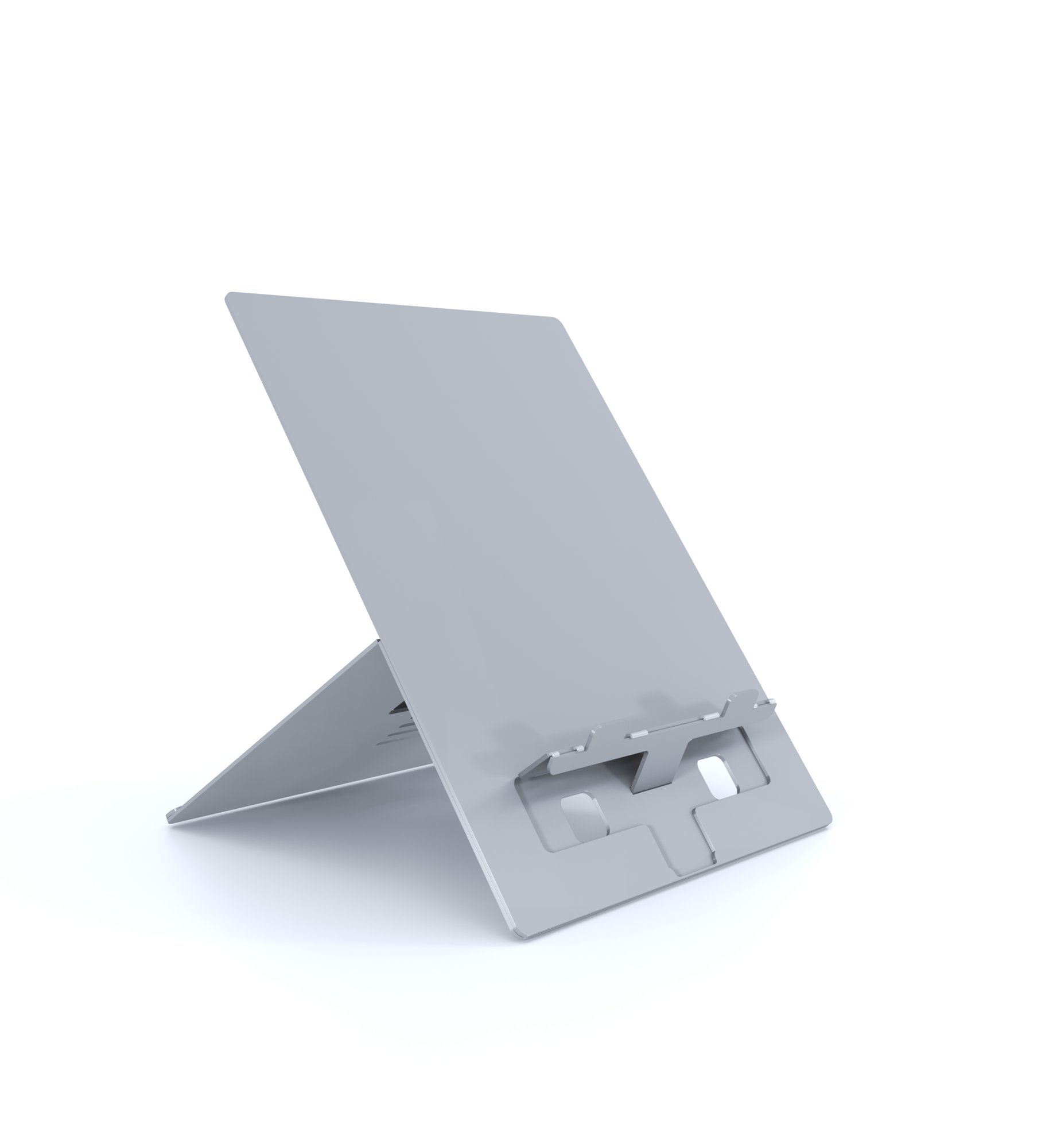 Low Angle High Elevation Laptop Stand with In-line Document Holder - Natural Aluminium