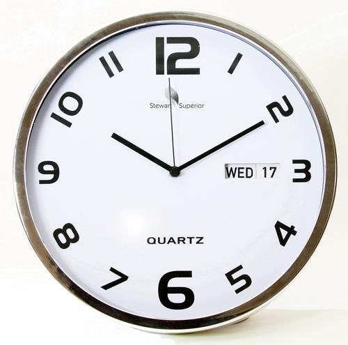 SECO Greenwich Wall Clock with Calendar Silver Metal Case 300mm Diameter - 2120HA