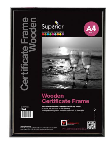 SECO A4 Wooden Certificate Frame Black - WPA4