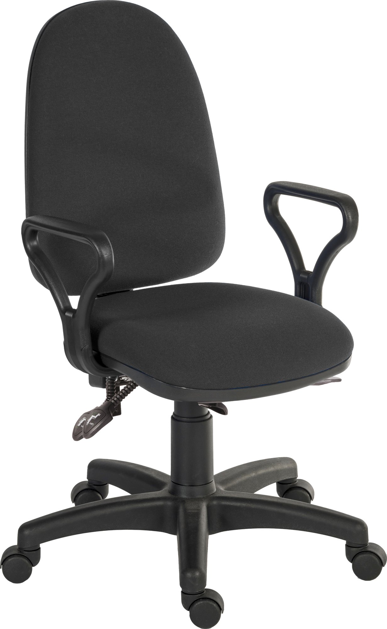 Ergo Trio Ergonomic High Back Fabric Operator Office Chair With Fixed Arms Black
