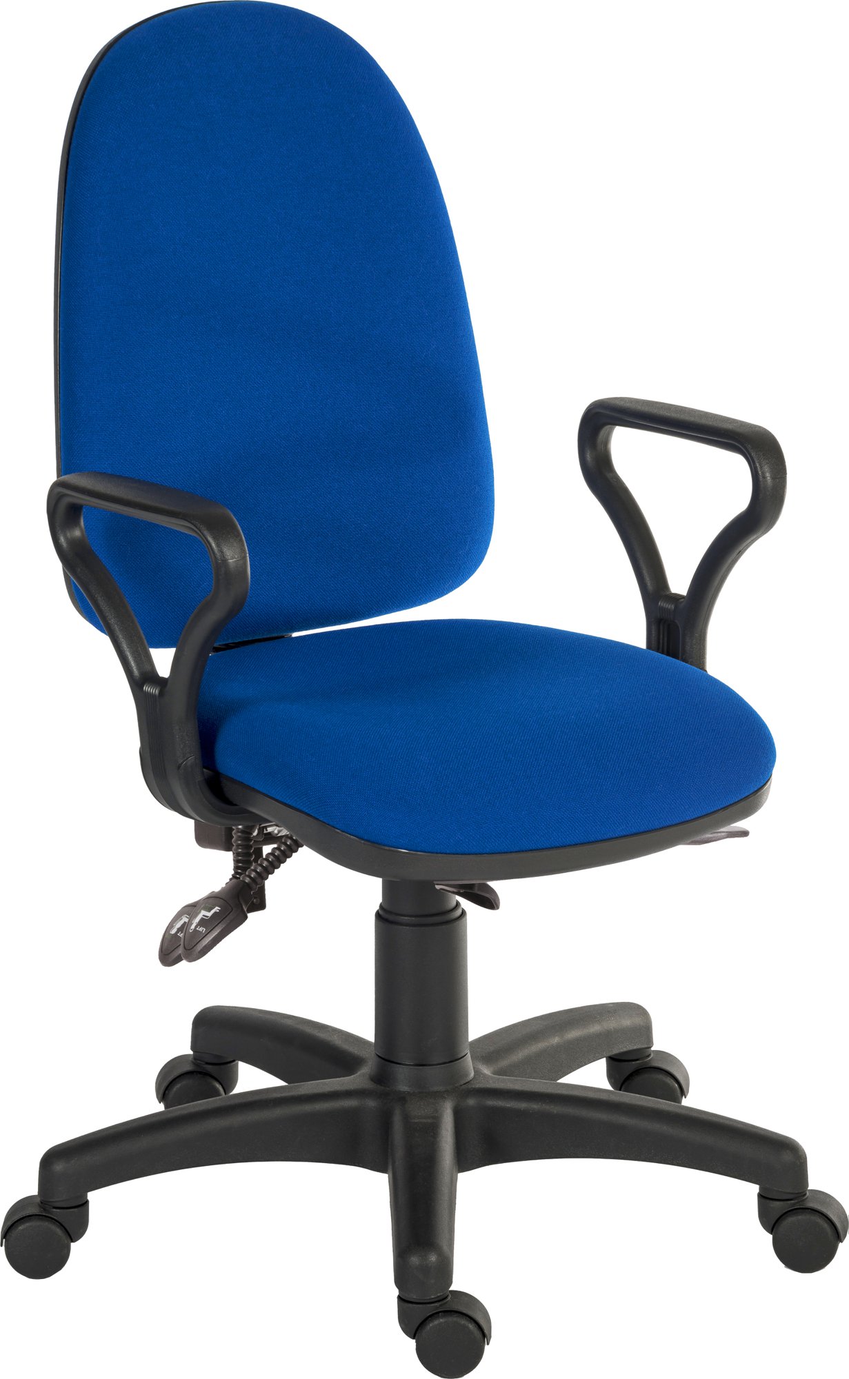 Ergo Trio Ergonomic High Back Fabric Operator Office Chair With Fixed Arms Blue
