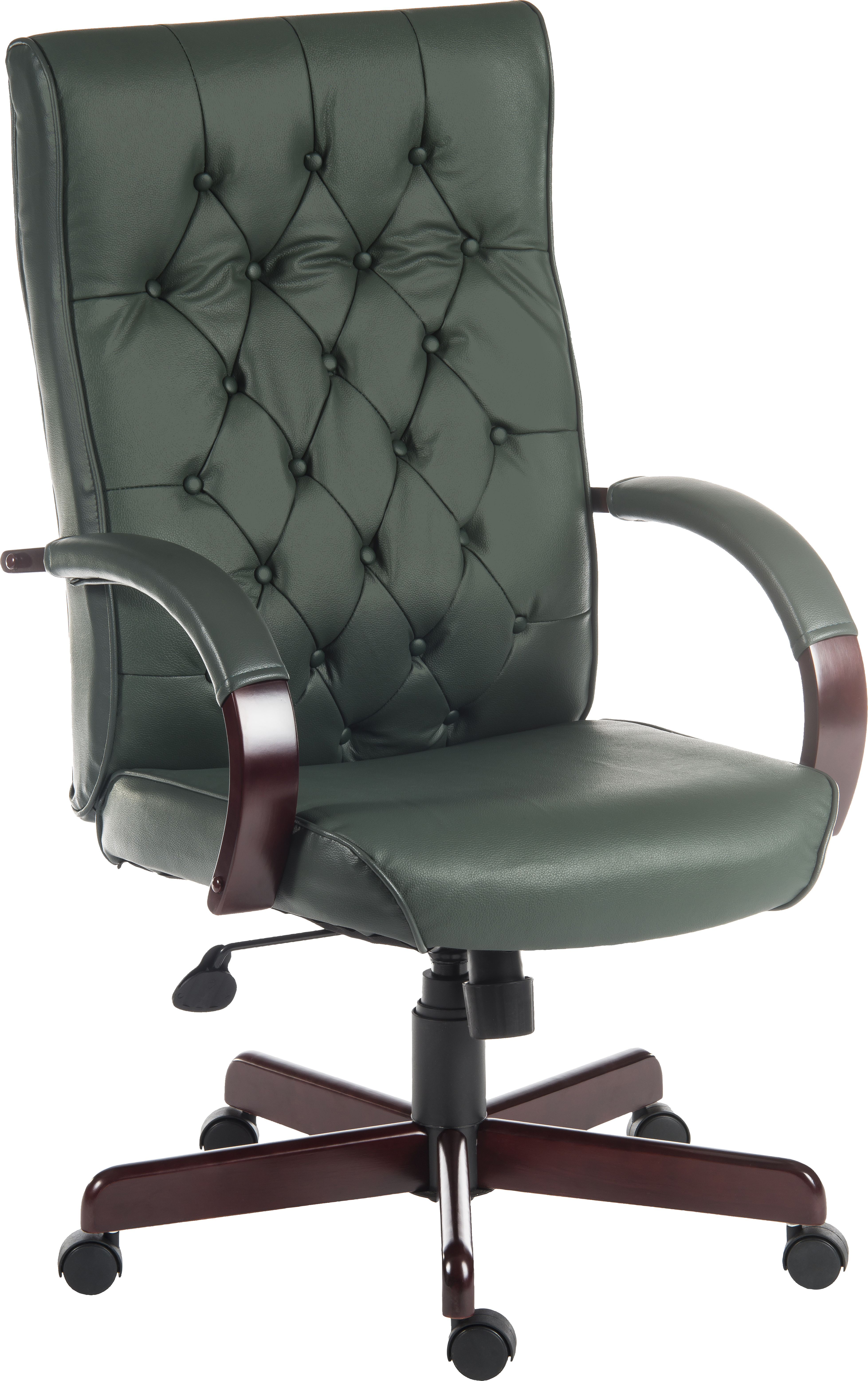 Warwick Antique Style Bonded Leather Faced Executive Office Chair Green B8501GR