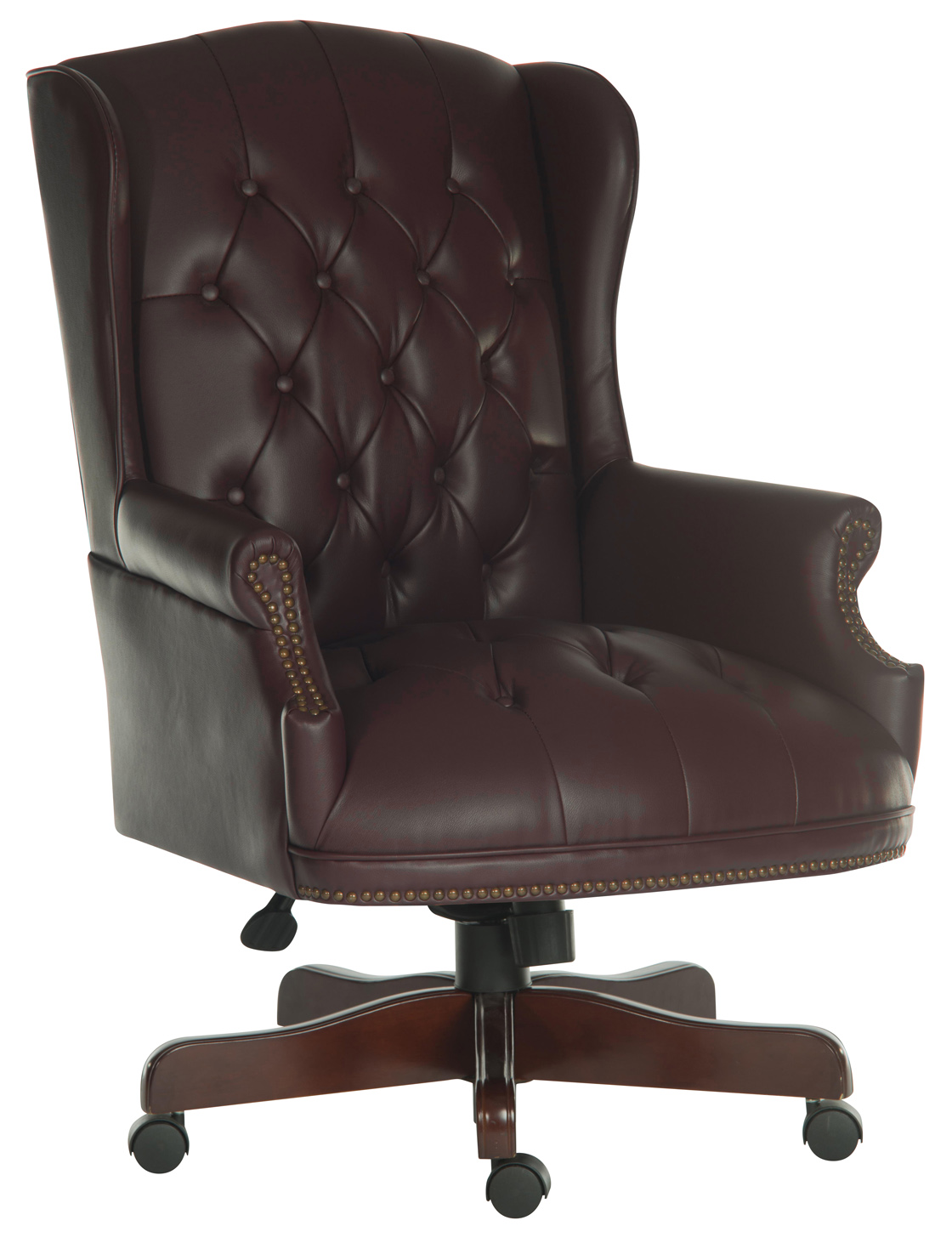 Chairman Antique Style Bonded Leather Faced Executive Office Chair Burgundy B800