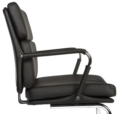 Deco Cantilever Retro Style Faux Leather Reception/Boardroom/Visitors Chair Black - 1101BLK