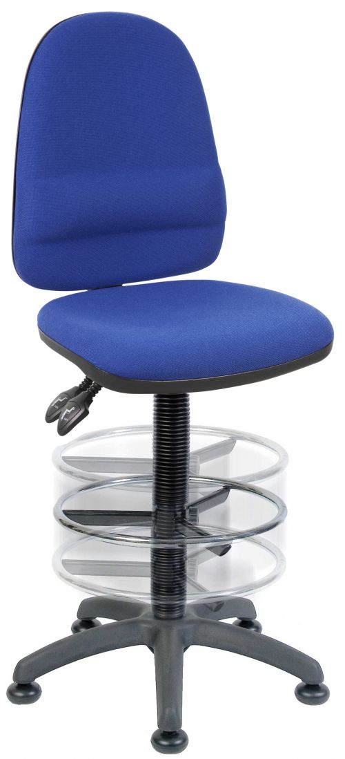 Ergo Twin Deluxe Draughter High Back Fabric Operator Office Chair without Arms Blue - 2900BLU/1164