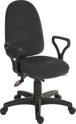 Ergo Trio Ergonomic High Back Fabric Operator Office Chair with Fixed Arms Black - 2901BLK/0288