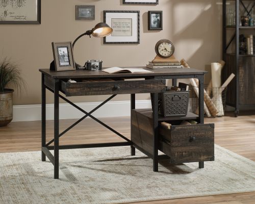 Steel Gorge Wrought Iron Style Home Office Desk Carbon Oak - 5423912