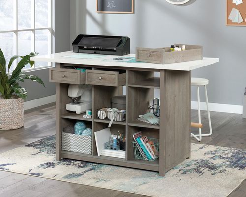 Teknik Craft Work Table/Island W1524 x D762 x H914mm Mystic Oak White Finish - 5427456