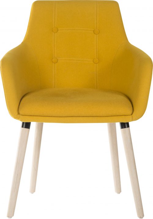 Contemporary 4 Legged Upholstered Reception Chair Yellow (Pack 2) - 6929YEL