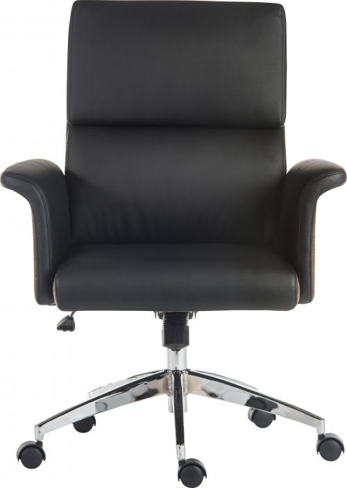 Elegance Gull Wing Medium Back Leather Look Executive Office Chair Black - 6951BLK