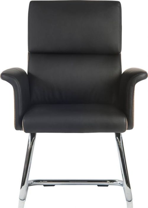 Elegance Gull Wing Medium Back Cantilever Leather Look Visitor Chair Black - 6959BLK