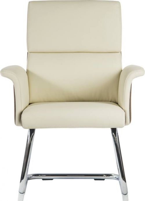 Elegance Gull Wing Medium Back Cantilever Leather Look Visitor Chair Cream - 6959CRE